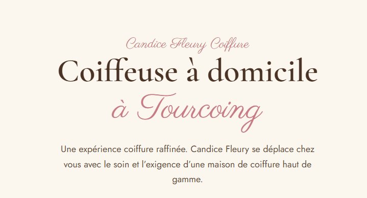 Site Candice Fleury Coiffure, page d'accueil